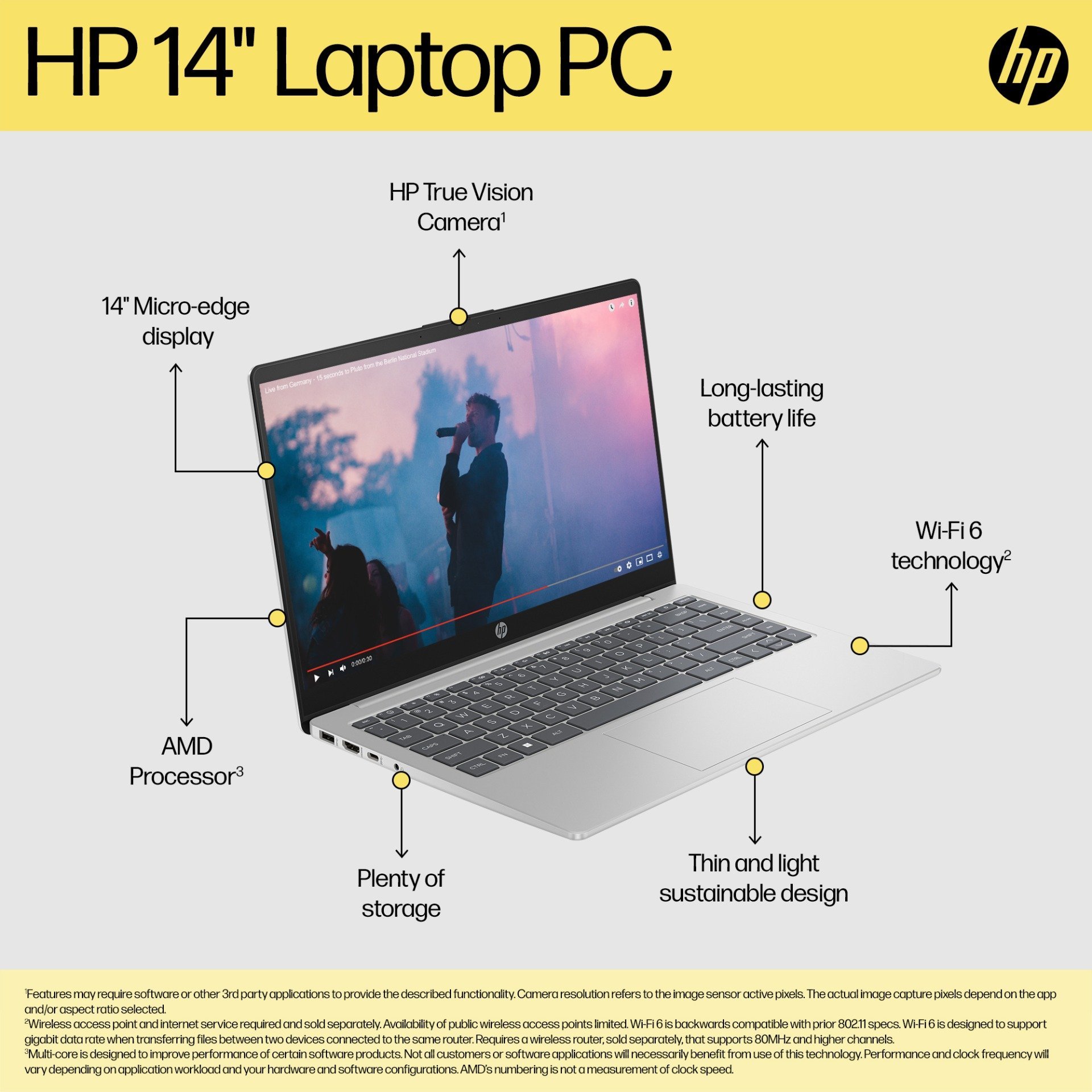 HP 14 inch Laptop 14-em0730AU, Silver