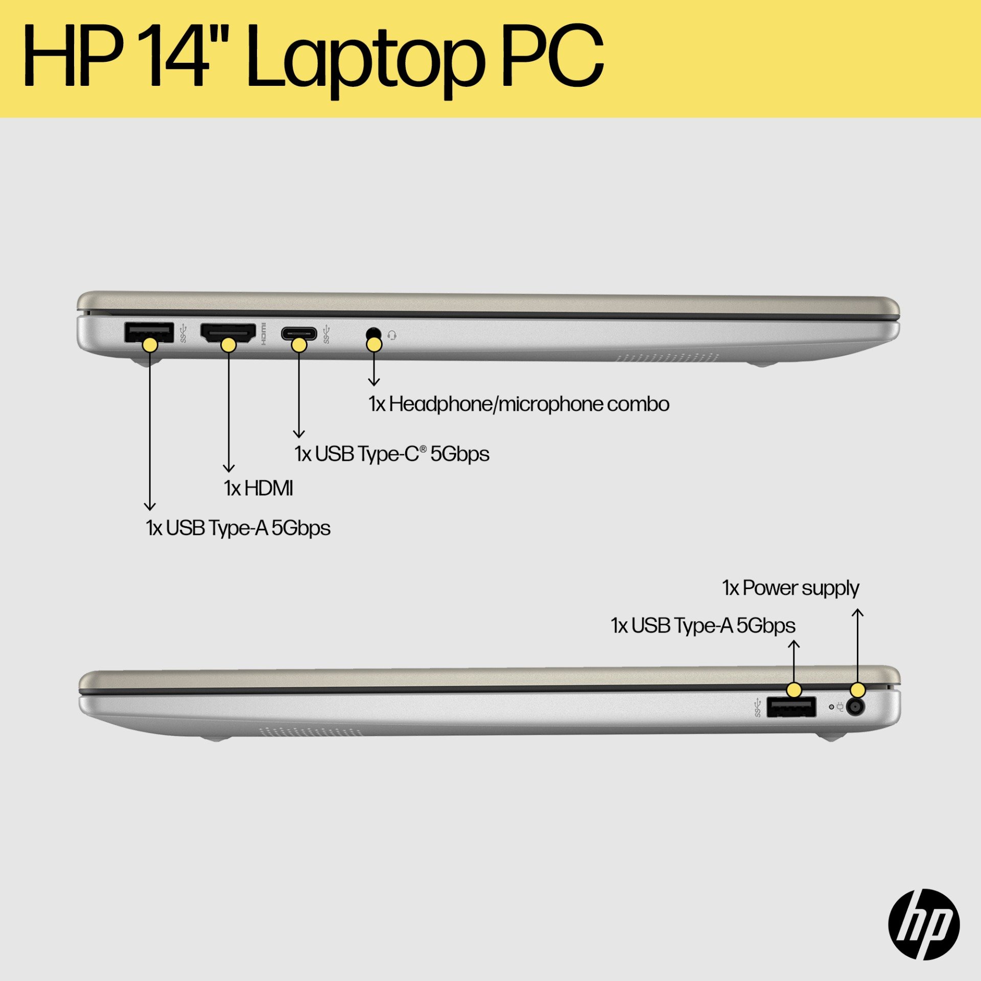 Galeri HP 14 inch Laptop 14-em0731AU, Gold