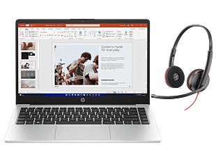 HP 240 14 inch G10 Business Laptop, Silver + POLY BW 3220 USB-C HS USB-C/A - 14" - Turbo silver (A6RC0PT-BN)