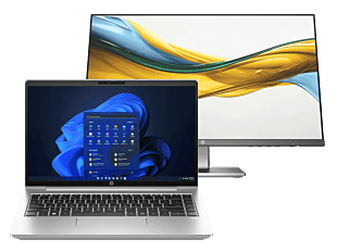 HP ProBook 440 14 inch G10 Business Laptop Wolf Pro Security Edition, Silver + HP Series 5 23.8 inch FHD Monitor - 14" - Pike silver aluminum (9J091PT-BN)