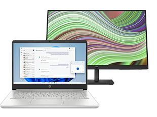 HP 14 inch Laptop 14s-dq5227TU, Silver + HP P24v G5 FHD MNTR INDO - 14" - Silver (B29ZDPA-BN)