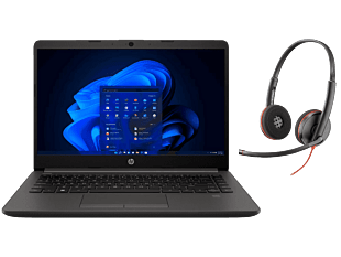 HP 240 14 inch G9 Business Laptop, Silver + POLY BW 3220 USB-C HS USB-C/A - 14" - Dark ash silver (A9VA2AT-BN)