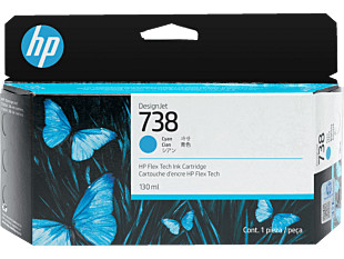HP 738 130-ml Cyan DesignJet Ink Cartridge (498N5A) - Center facing