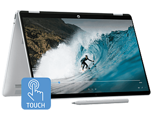 HP OmniBook 5 14 inch Flip 2-in-1 Laptop 14-fp0558TU, Silver + HP Smart Tank 215 Printer + HP 150 Wireless Mouse - 14-inch - Glacier silver (C7SC9PA-BN2)