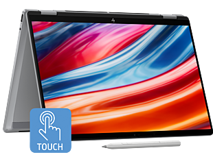 HP OmniBook X Flip 2-in-1 14 inch Laptop Next Gen AI 14-fk0888AU, Silver + HP Smart Tank 215 Printer + HP 150 Wireless Mouse - 14" - Meteor silver aluminum (BM7R7PA-BN)