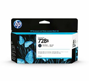 HP 728B 130-ml Matte Black DesignJet Ink Cartridge (3WX26A)