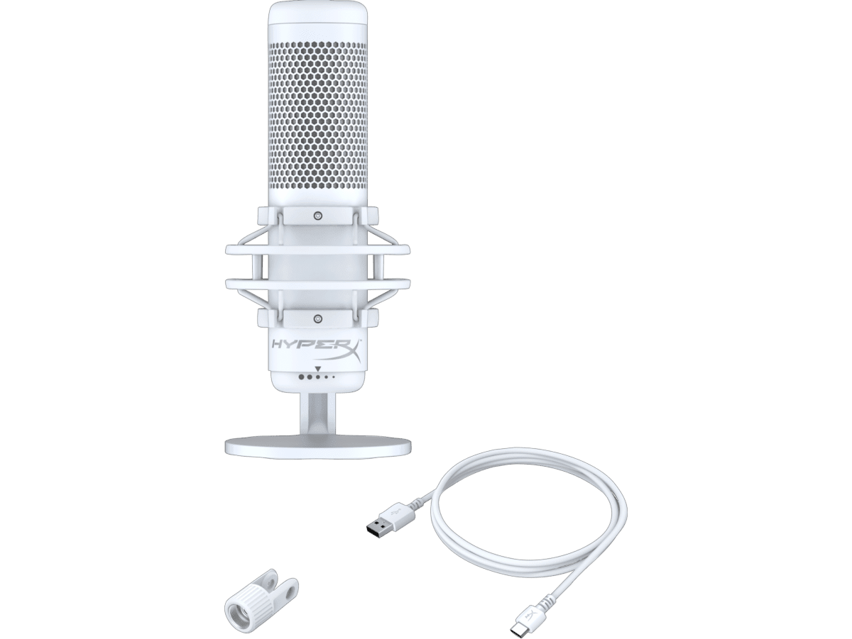 HyperX QuadCast S - USB Microphone (White-Grey) - RGB Lighting