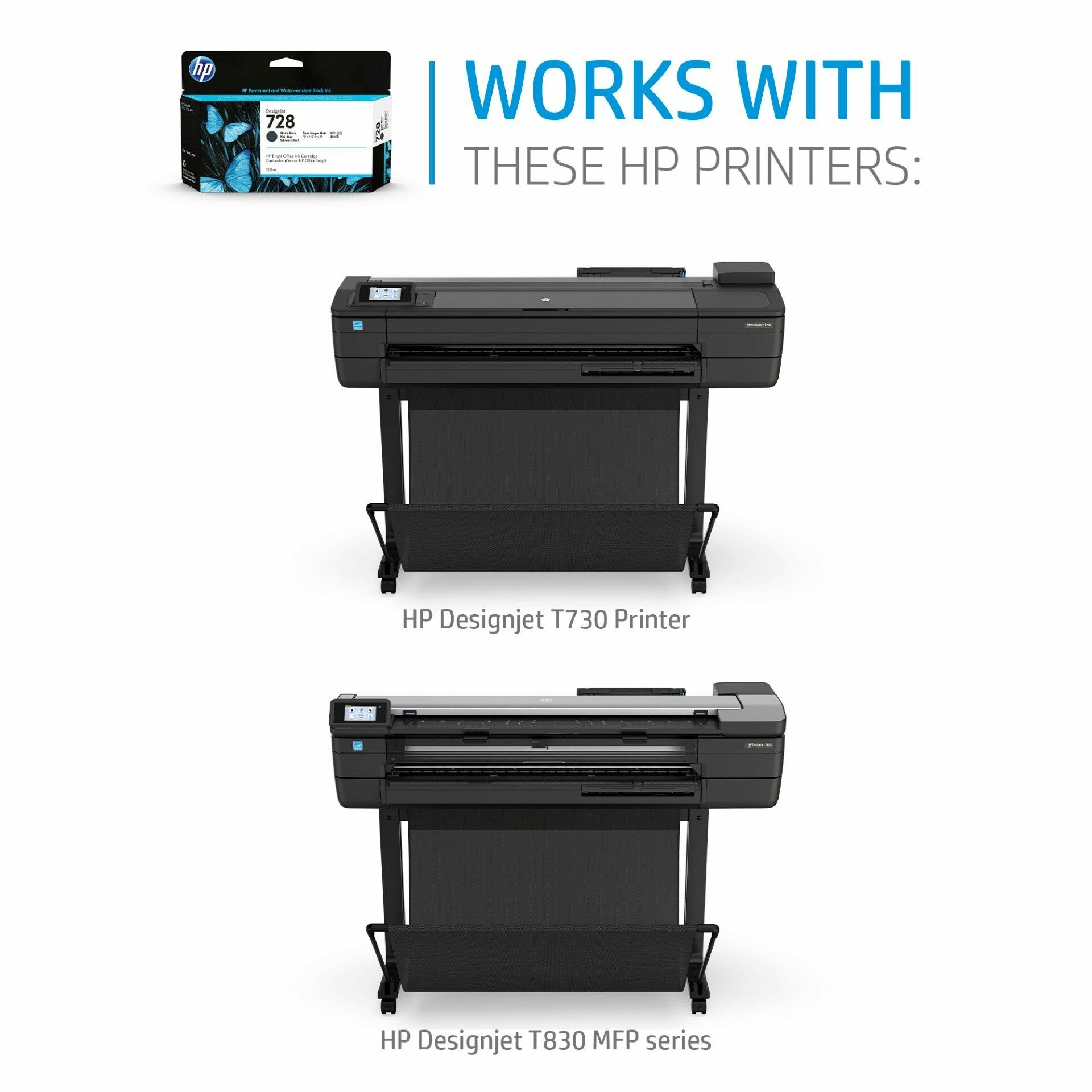 HP 728B 130-ml Matte Black DesignJet Ink / Tinta Cartridge