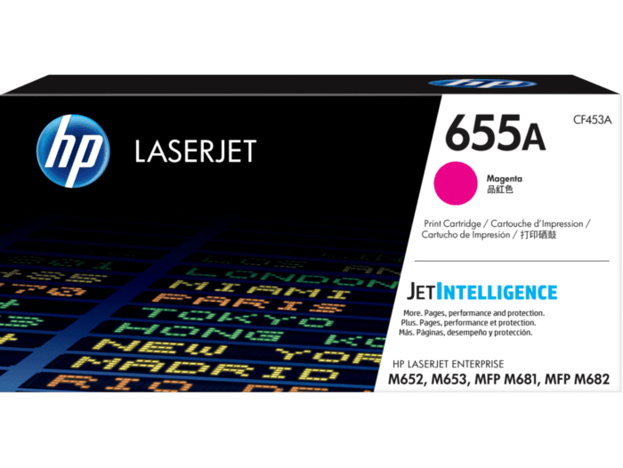HP 655A Magenta Original LaserJet Toner Cartridge (CF453A) - Center facing