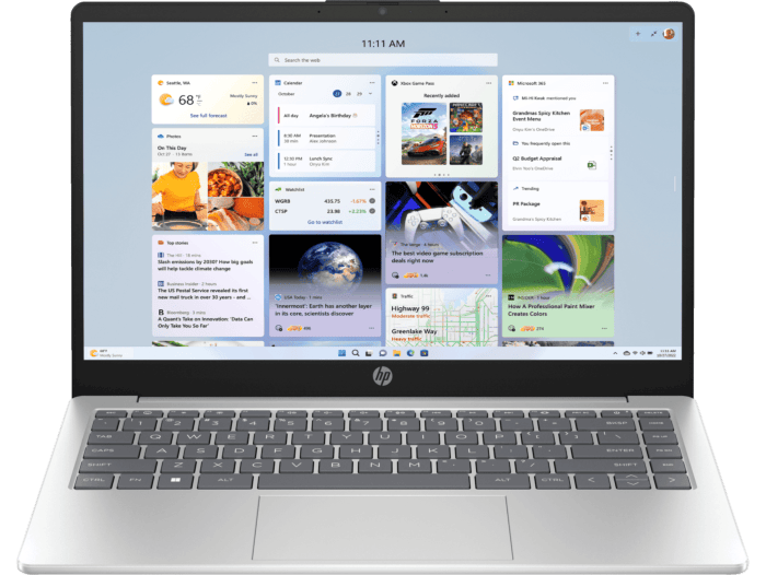 HP 14 inch Laptop 14-em0320AU, Silver + HP 150 Wireless Mouse + HP Smart Tank 215 Printer + Flash disk - 14-inch - Natural silver (BD0X9PA-BN1)