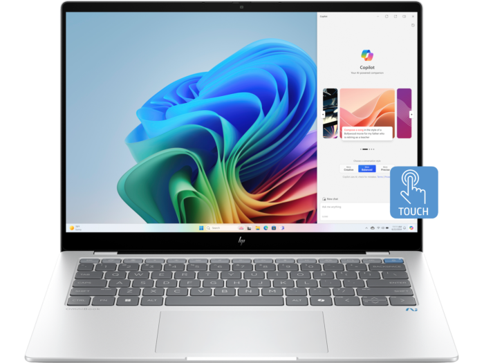 HP OmniBook X  14 inch Laptop 14-fe1332QU Next Gen AI PC, Silver - 14" - Glacier Silver (AR0H1PA)