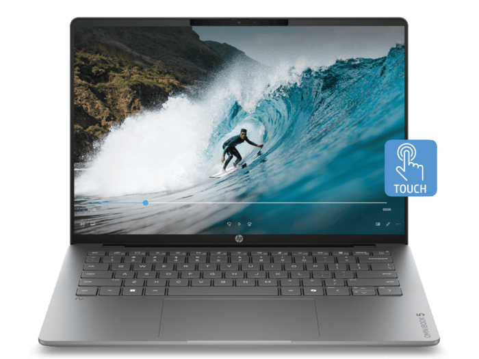 HP OmniBook 5 14 inch Laptop Next Gen AI 14-hm0412AU, Silver - 14" - Meteor silver aluminum (D6ZW2PA)