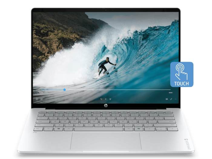 HP OmniBook 5 14 inch Laptop Next Gen AI 14-hm0411AU, Silver - 14" - Glacier silver aluminum (D6ZW1PA)