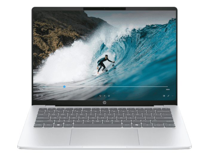 HP OmniBook 5 14 inch Laptop Next Gen AI 14-he0355QU, Silver - 14-inch - Glacier silver aluminum (CC1U2PA)