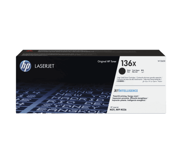 HP 136X High Yield Black Original LaserJet Toner Cartridge (W1360X)