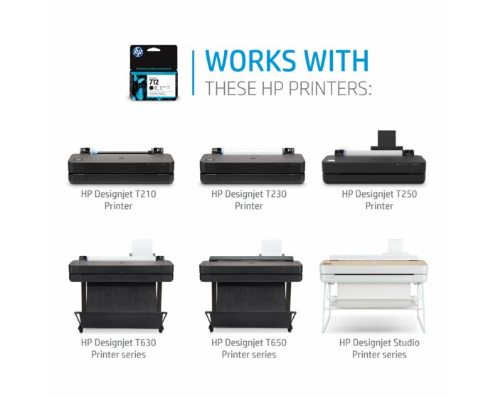HP 712B 80-ml Black DesignJet Ink / Tinta Cartridge - (3ED29A