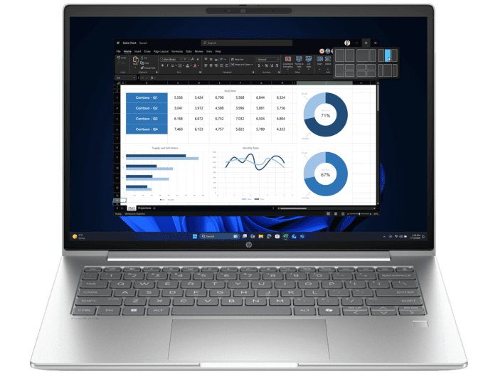 HP ProBook 4 G1i 14 inch Notebook AI PC, Silver - 14-inch - Pike silver aluminum (BV8Z5PT)