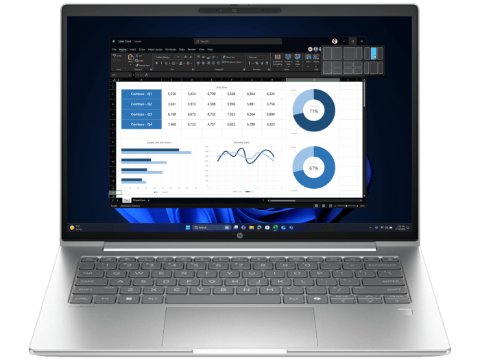 HP ProBook 4 14 inch G1i Business Laptop AI PC, Silver - 14-inch - Pike silver (AT6F2AV)