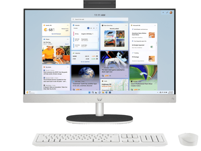 HP 23.8 inch All-in-One Desktop PC Next Gen AI 24-cr2568d - 23.8-inch - Shell white (B9GH1PA)