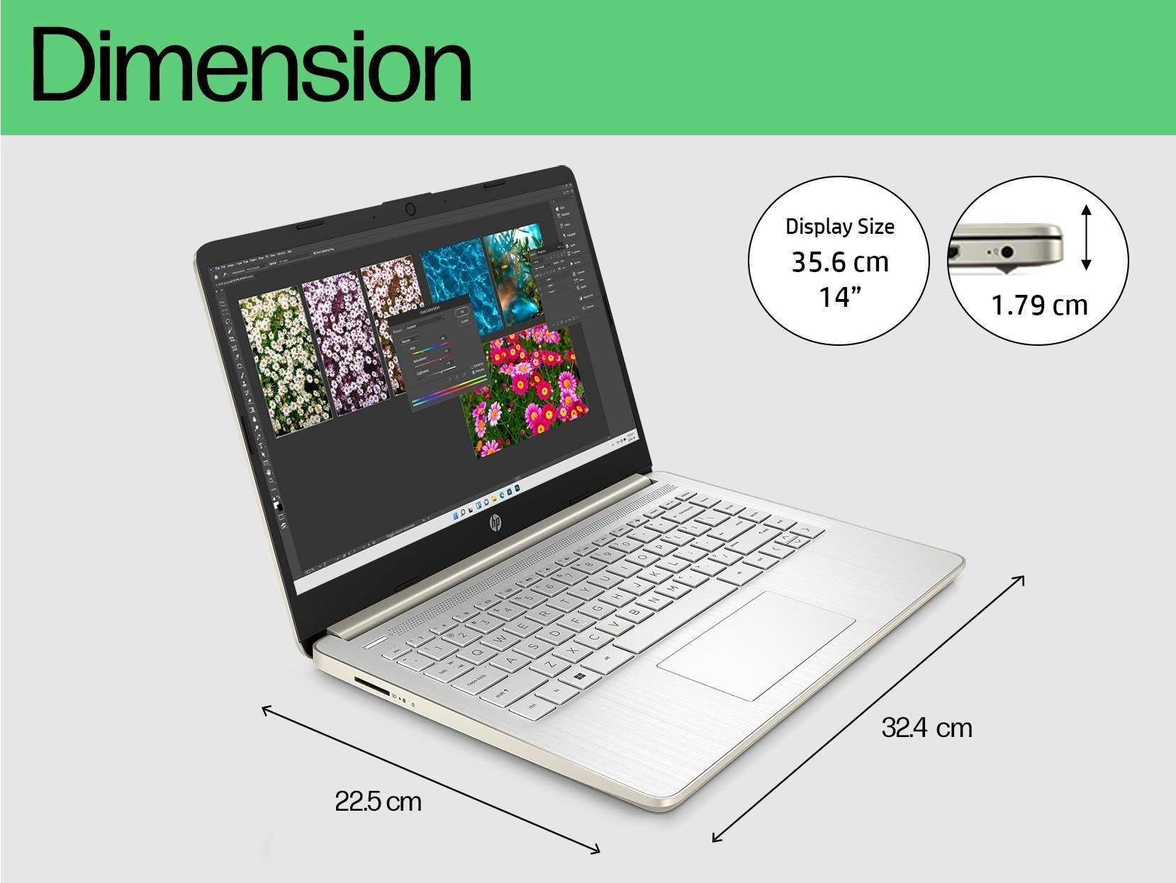 HP 14 inch Laptop 14s-dq3145TU, Gold