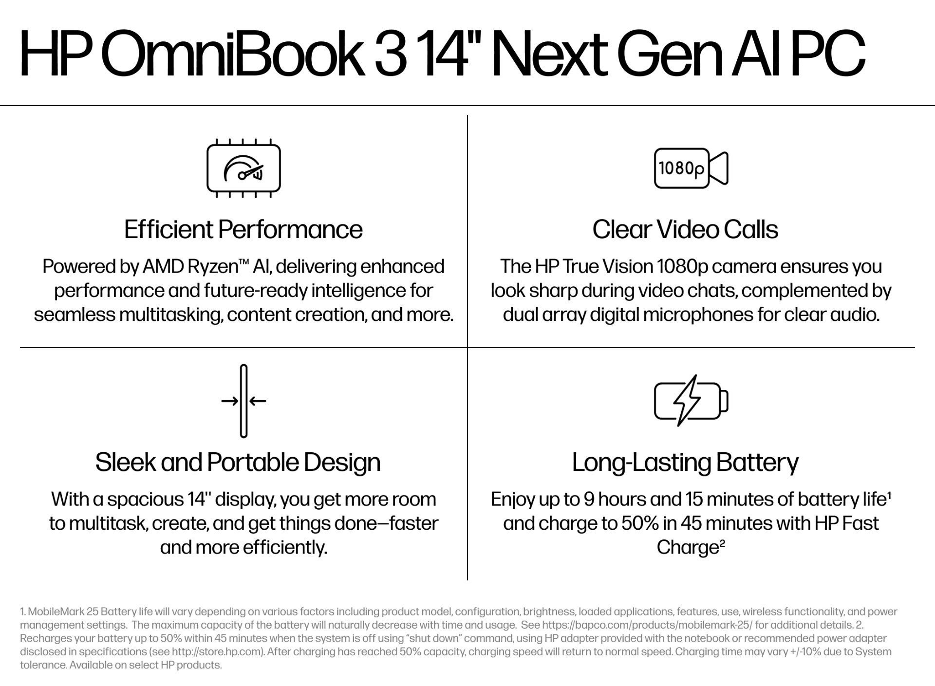 HP OmniBook 3 14 inch Laptop Next Gen AI 14-ha0336AU, Silver