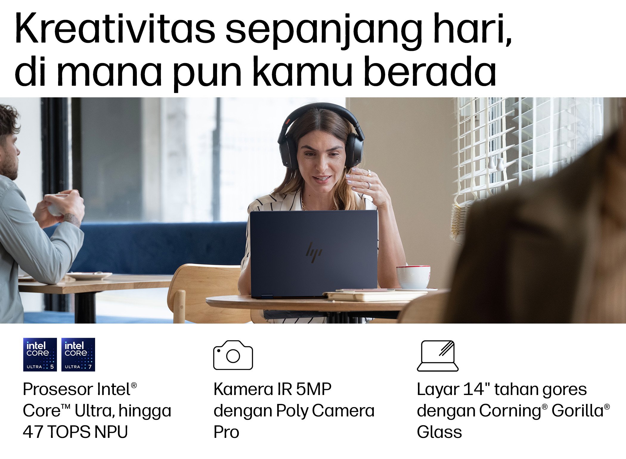 Galeri HP OmniBook X Flip 2-in-1 14 inch Laptop Next Gen AI 14-fm0889TU, Blue