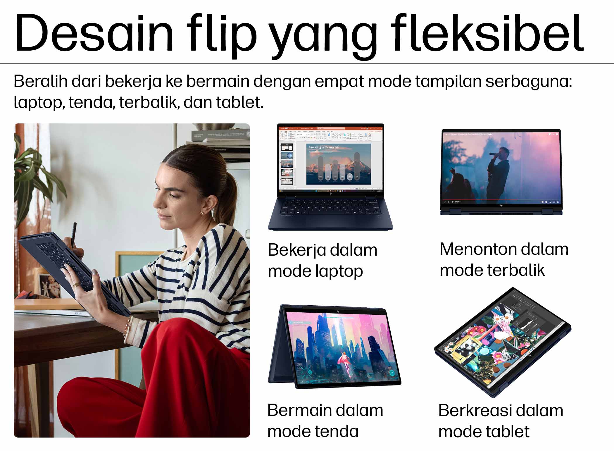 Galeri HP OmniBook X Flip 2-in-1 14 inch Laptop Next Gen AI 14-fm0889TU, Blue