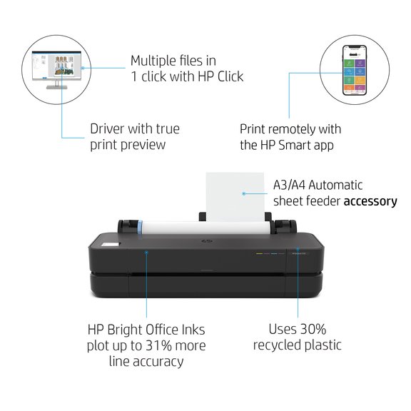 HP DesignJet T250 24-inch Compact Large Format Plotter Printer (up to A1  size) with Mobile Printing - Toko HP.com Indonesia