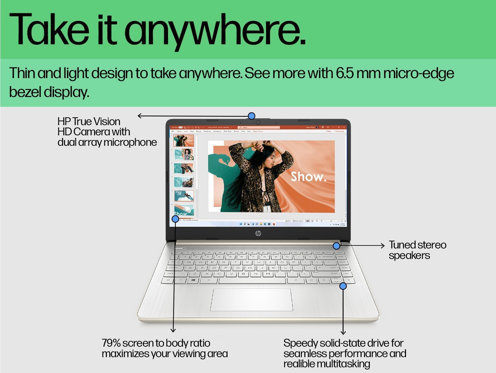 HP 14 inch Laptop 14s-dq3145TU, Gold