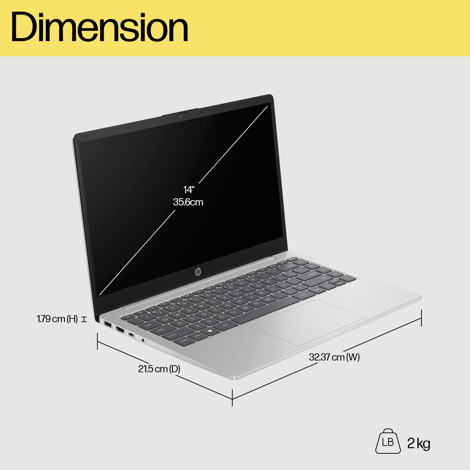 HP 14 inch Laptop 14-ep0258TU, Silver