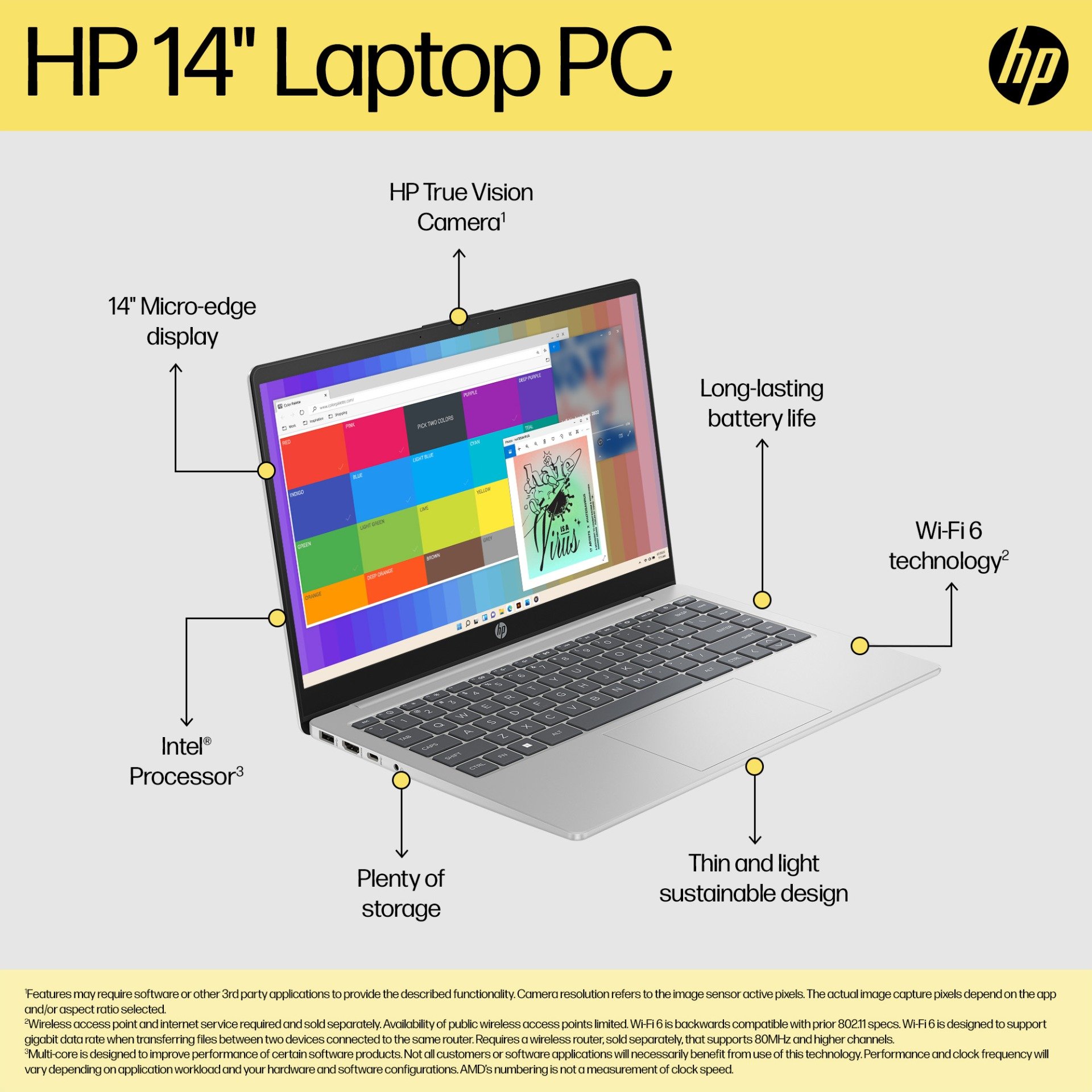 Galeri HP 14 inch Laptop 14-ep0258TU, Silver